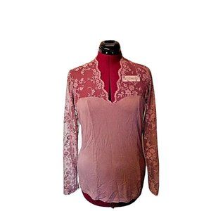 Next With Love Womens Top Size 14 Sweetheart Lace Sleeves